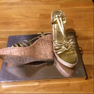 Gold  Cork Wedge Sandal Size 10